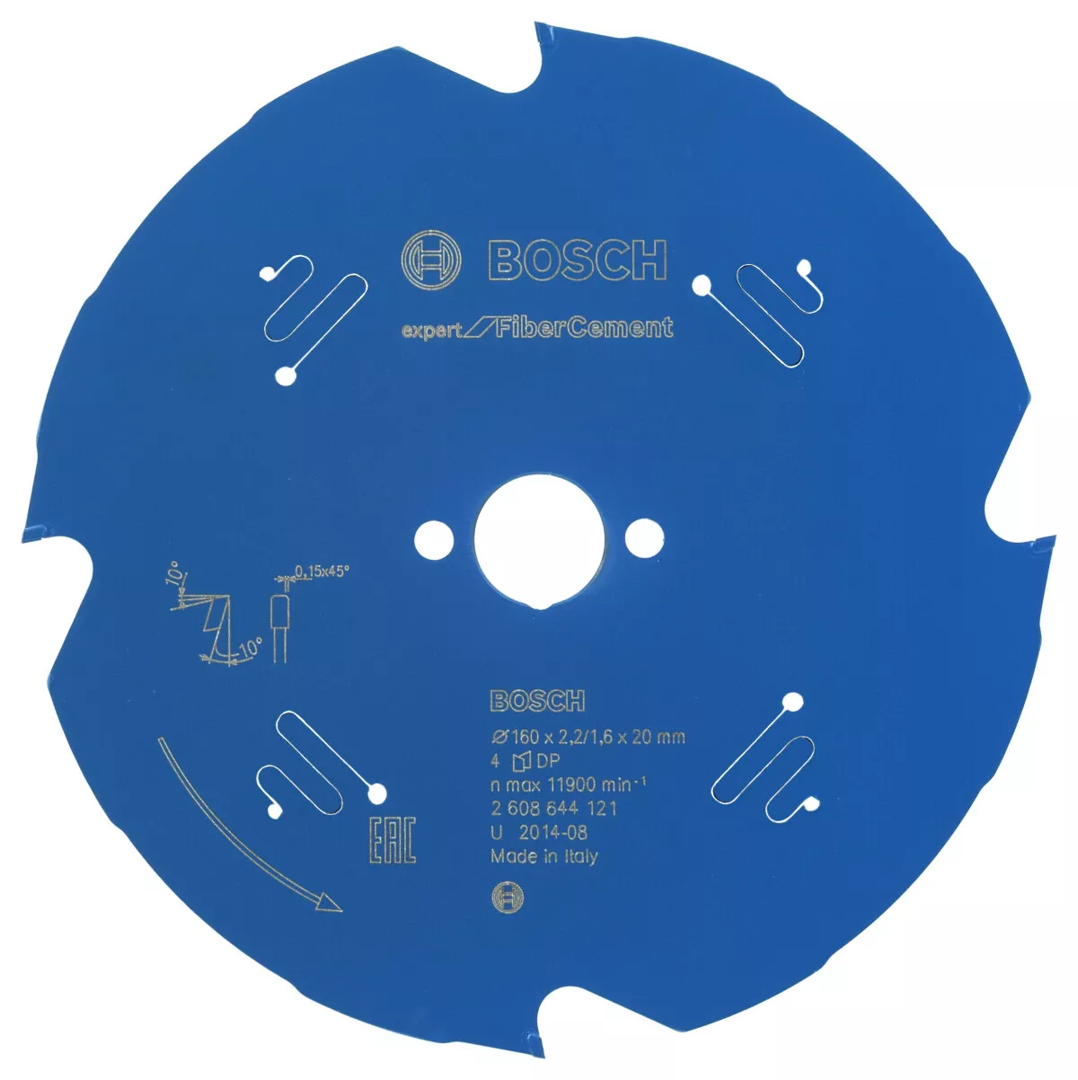 Bosch 2608644121 Expert For Fibre Cement Circular Saw Blade 160 X 20 X 2,2mm, 4 (1 Pack Of 1)