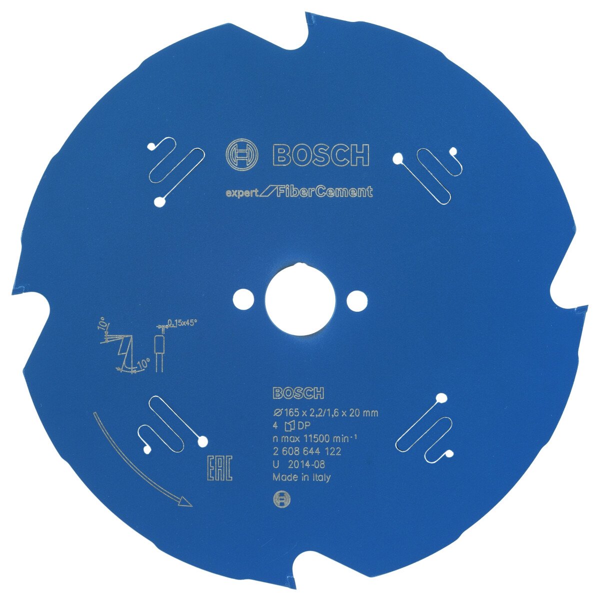 Bosch 2608644122 Circular Saw Blade Expert For Fibre Cement 165 X 20 X 2,2mm, 4 (1 Pack Of 1)