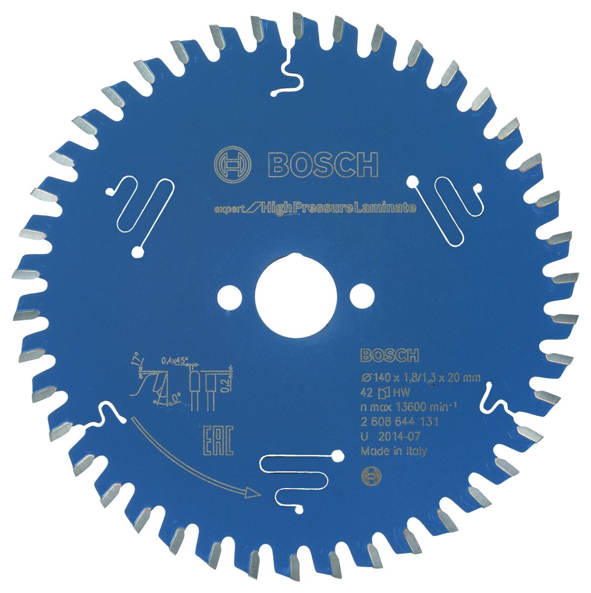 Bosch 2608644131 Expert For High Pressure Laminate Circular Saw Blade 140 X 20 X 1,8mm, 42 (1 Pack Of 1)