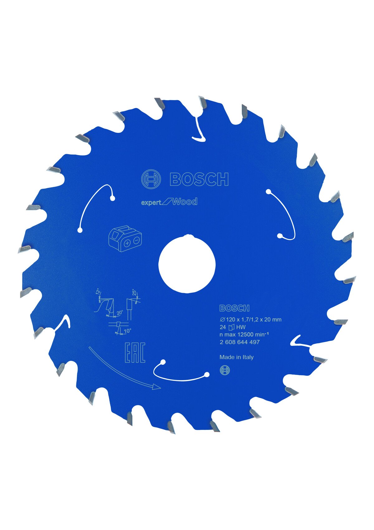 Bosch 2608644497 Expert For Wood Circular Saw Blade For Cordless Saws 120X1.7/1.2X20 T24 (1 Pack Of 1)
