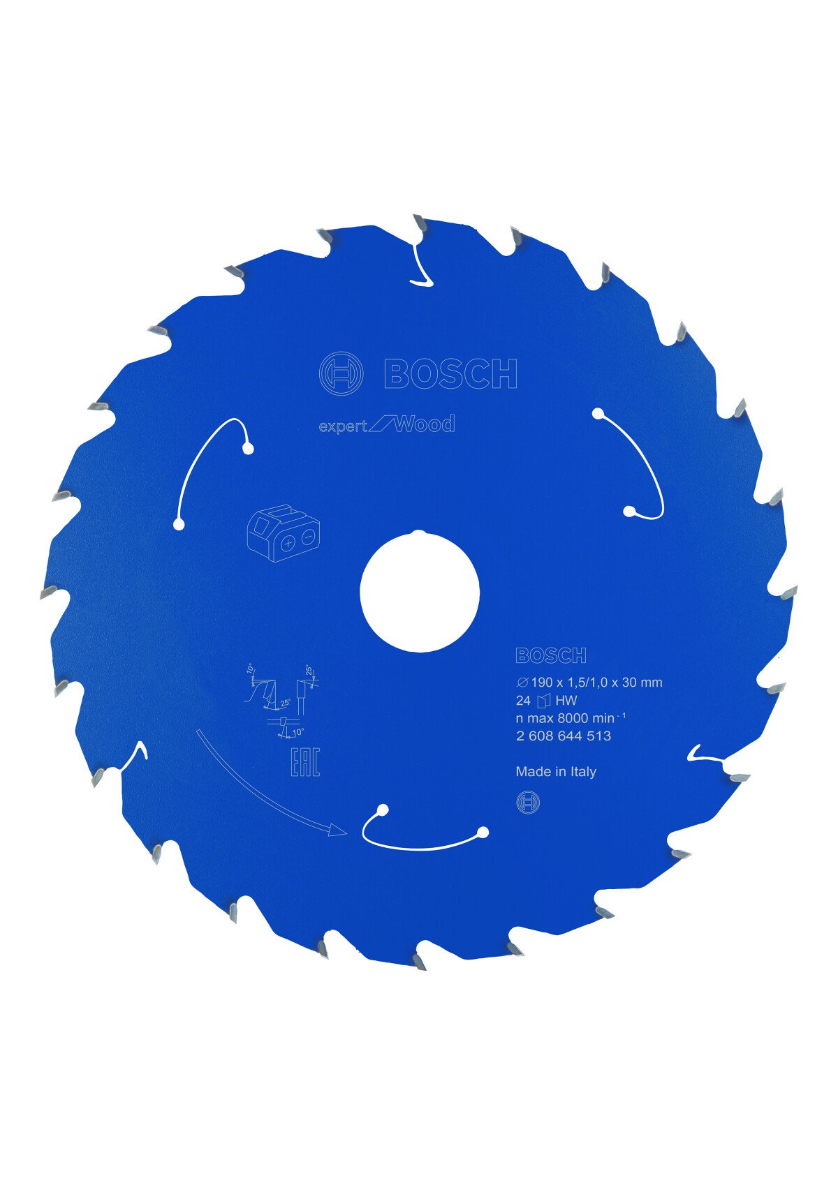 Bosch 2608644513 Expert For Wood Circular Saw Blade For Cordless Saws 190X1.5/1X30 T24 (1 Pack Of 1)