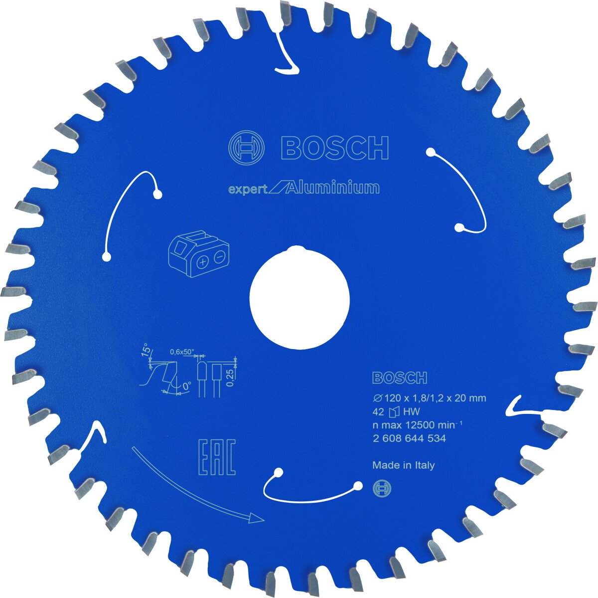 Bosch 2608644534 Expert For Aluminium Circular Saw Blade For Cordless Saws 120X1.8/1.2X20 T42 (1 Pack Of 1)