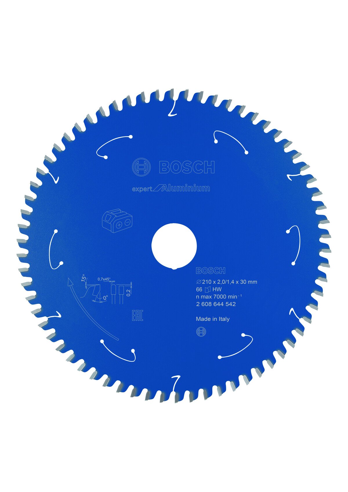 Bosch 2608644542 Expert For Aluminium Circular Saw Blade For Cordless Saws 210X2/1.4X30 T66 (1 Pack Of 1)