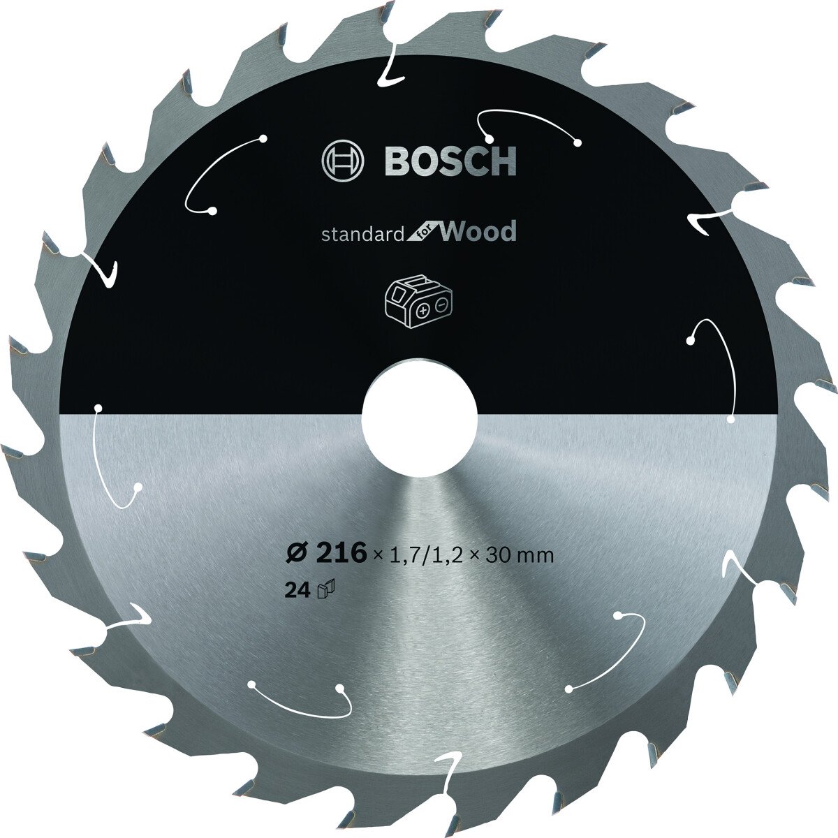 Bosch PRO 2608837724 Standard For Wood Circular Saw Blade For Cordless Saws 216X1.7/1.2X30 T24 (1 Pack Of 1)