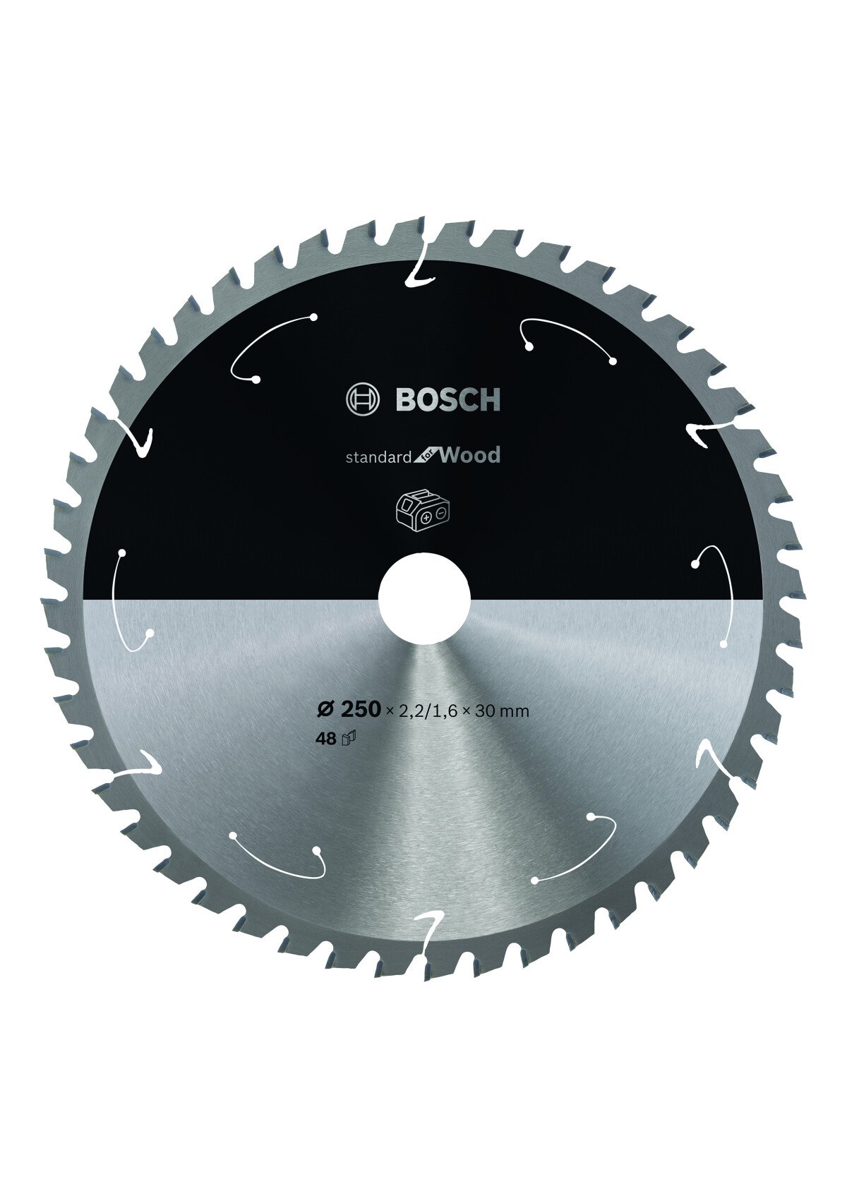 Bosch PRO 2608837728 Standard For Wood Circular Saw Blade For Cordless Saws 250X2.2/1.6X30 T48 (1 Pack Of 1)
