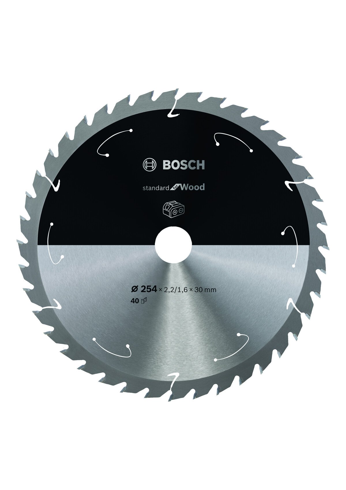Bosch PRO 2608837734 Standard For Wood Circular Saw Blade For Cordless Saws 254X2.2/1.6X30 T40 (1 Pack Of 1)