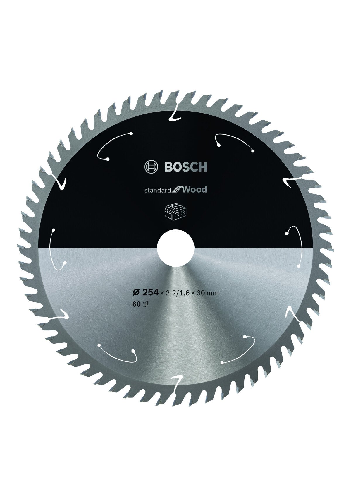 Bosch PRO 2608837736 Standard For Wood Circular Saw Blade For Cordless Saws 254X2.2/1.6X30 T60 (1 Pack Of 1)
