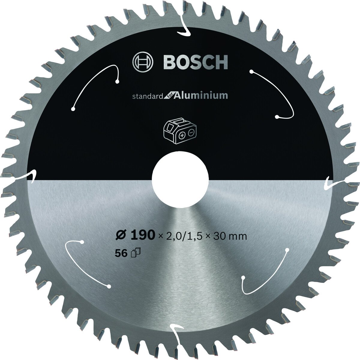 Bosch PRO 2608837771 Standard For Aluminium Circular Saw Blade For Cordless Saws 190X2/1.5X30 T56 (1 Pack Of 1)