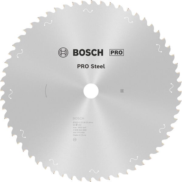 Bosch 2608844868 PRO Steel Circular Saw Blade, Corded, 305 x 2.2 x 25.4 mm, T60