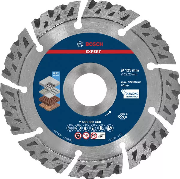 Bosch 2608900660 EXPERT MultiMaterial Diamond Cutting Disc 125 x 22.23 x 2.2 x 12 mm