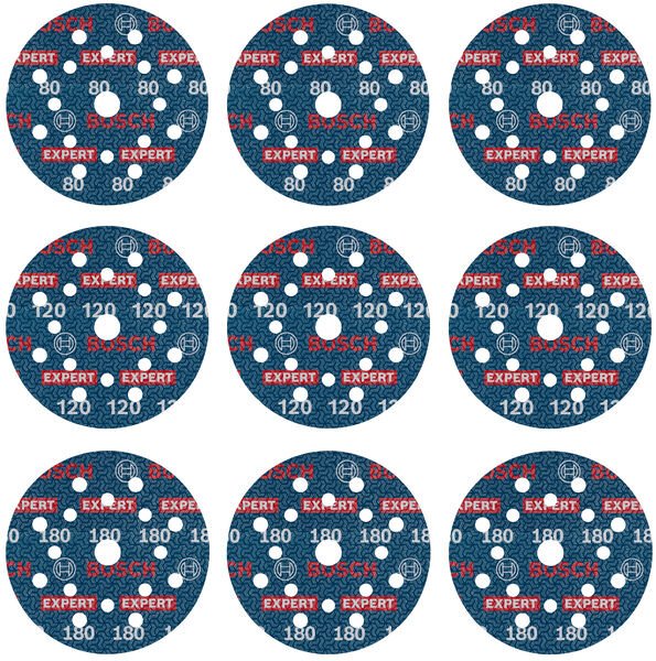 Bosch 2608902407 EXPERT O780 Foil Sanding Disc Set, 125 mm, G80 (3x); G120 (3x); G180 (3x), 9 pcs