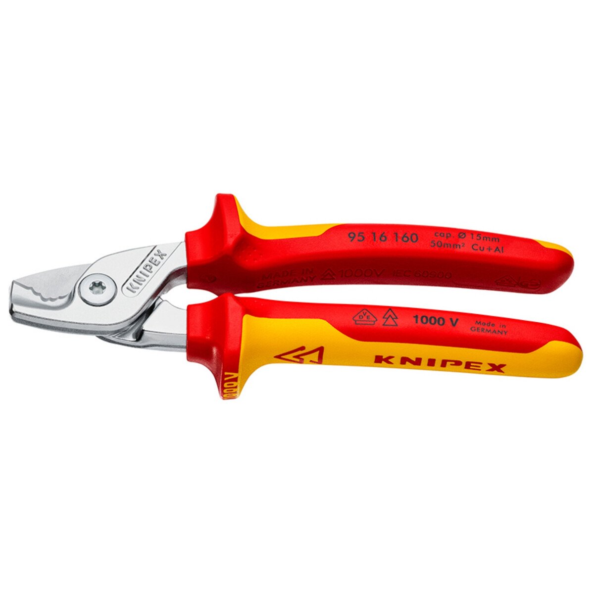 Knipex 95 16 160 SB 95 16 160 Sb Step Cut Vde Insulated Cable Shears, 160mm 27012