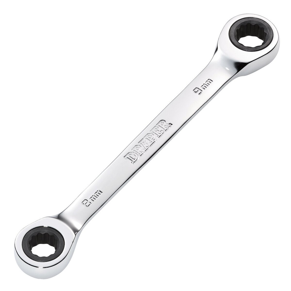 Draper 27735 8231BSMM Hi Torq® Metric Double Ratchet Ring Spanner, 8 X 9mm