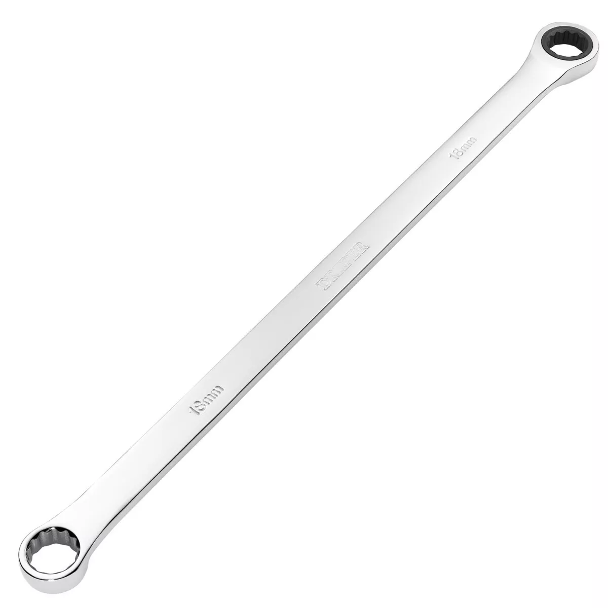 Draper 27776 HI-TORQ® Metric Extra-Long Double Ring Ratchet Spanner, 18mm