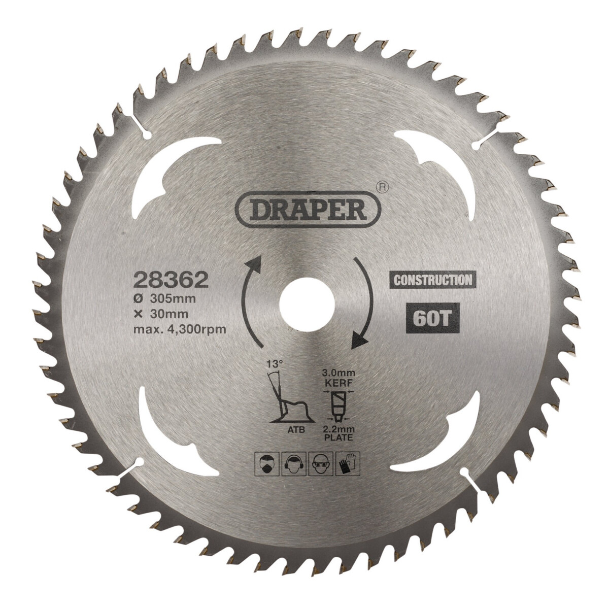 Draper 28362 SBC10 Tct Construction Circular Saw Blade, 305 X 30mm, 60 T