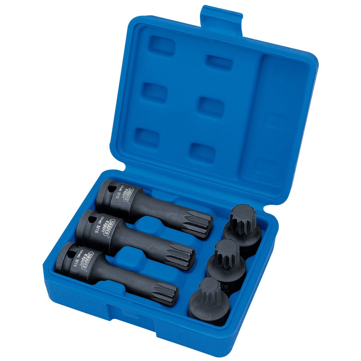 Draper 28881 ISS6 6 Piece 1/2" Sq. Dr. Impact Spline Bit Set