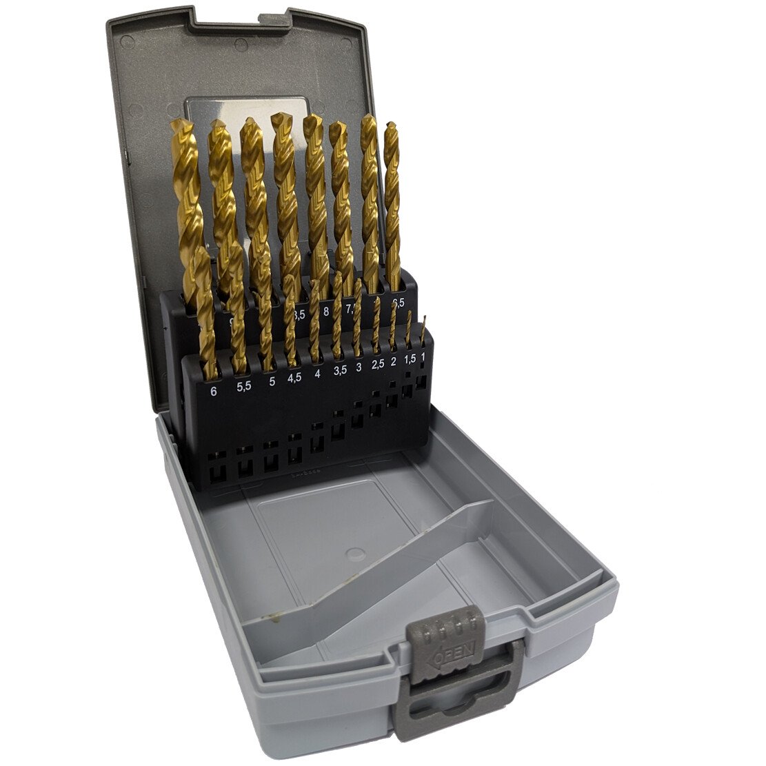 Heller 29382 19 Piece Titanium Nitride Coated Premium Steel Drill Bit Set in Plastic Cassette