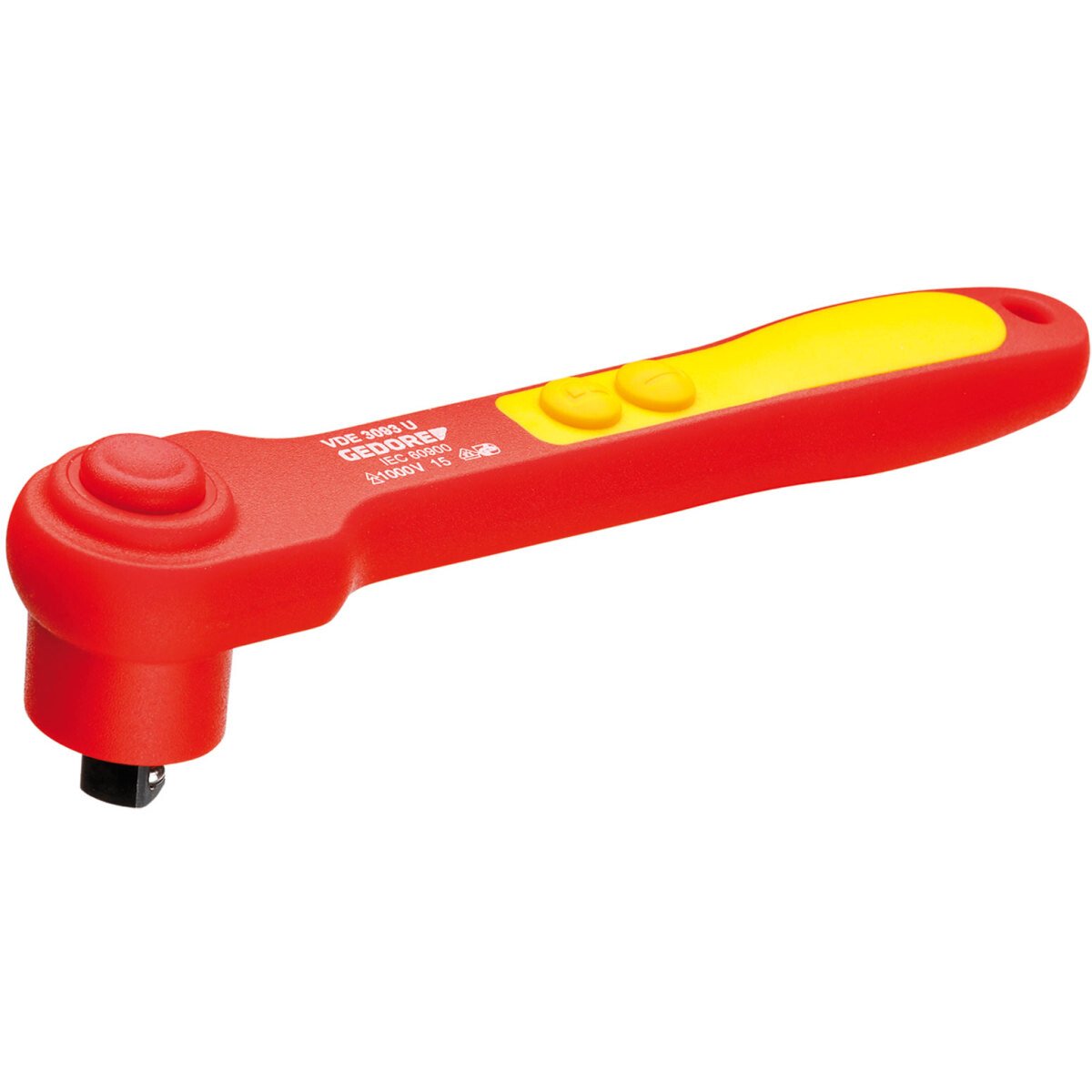 Gedore 2946599 VDE 3093 U Reversible Ratchet 3/8" Drive with Push-Button Release VDE 3093 U