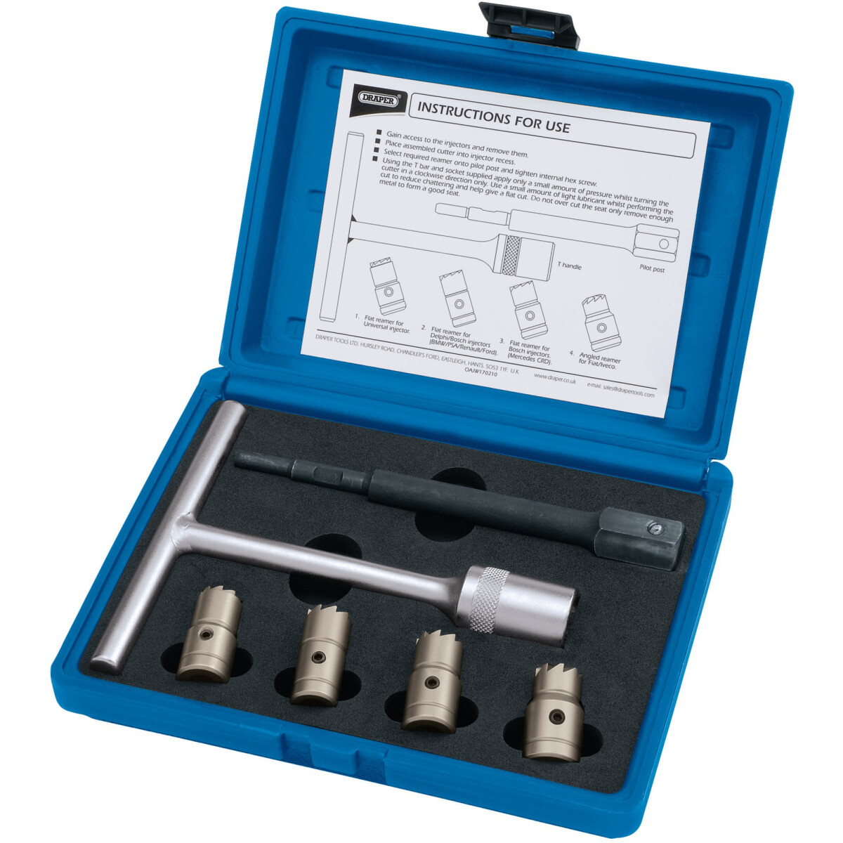 Draper 30823 DISC6 Expert 6 Piece Diesel Injector Seat Cutter Set