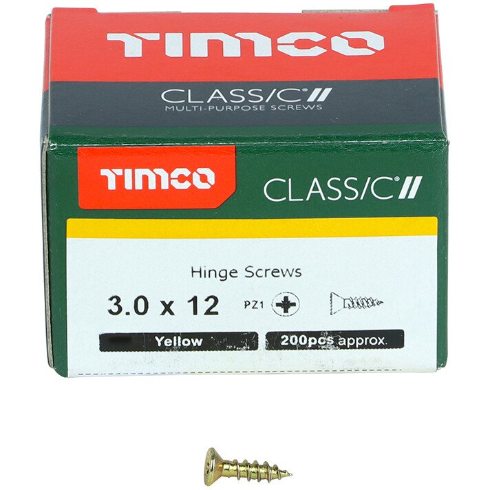 3.0mm x 12mm Classic Hinge Screw PZ1- ZYP (Box of 200) 30012CLAH Timco