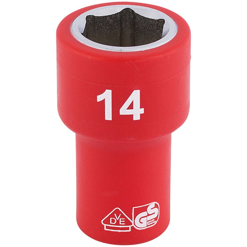 Draper 31492 B6VDE-MM 1/4" Sq. Dr. Fully Insulated VDE Socket (14mm)