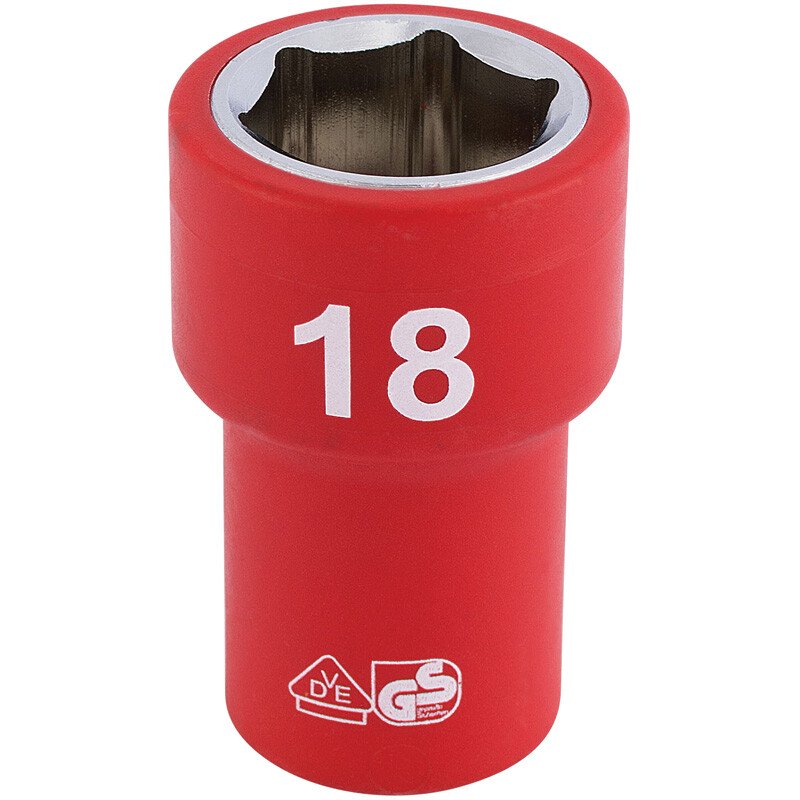 Draper 31724 D6VDE-MM 3/8" Sq. Dr. Fully Insulated VDE Socket (18mm)