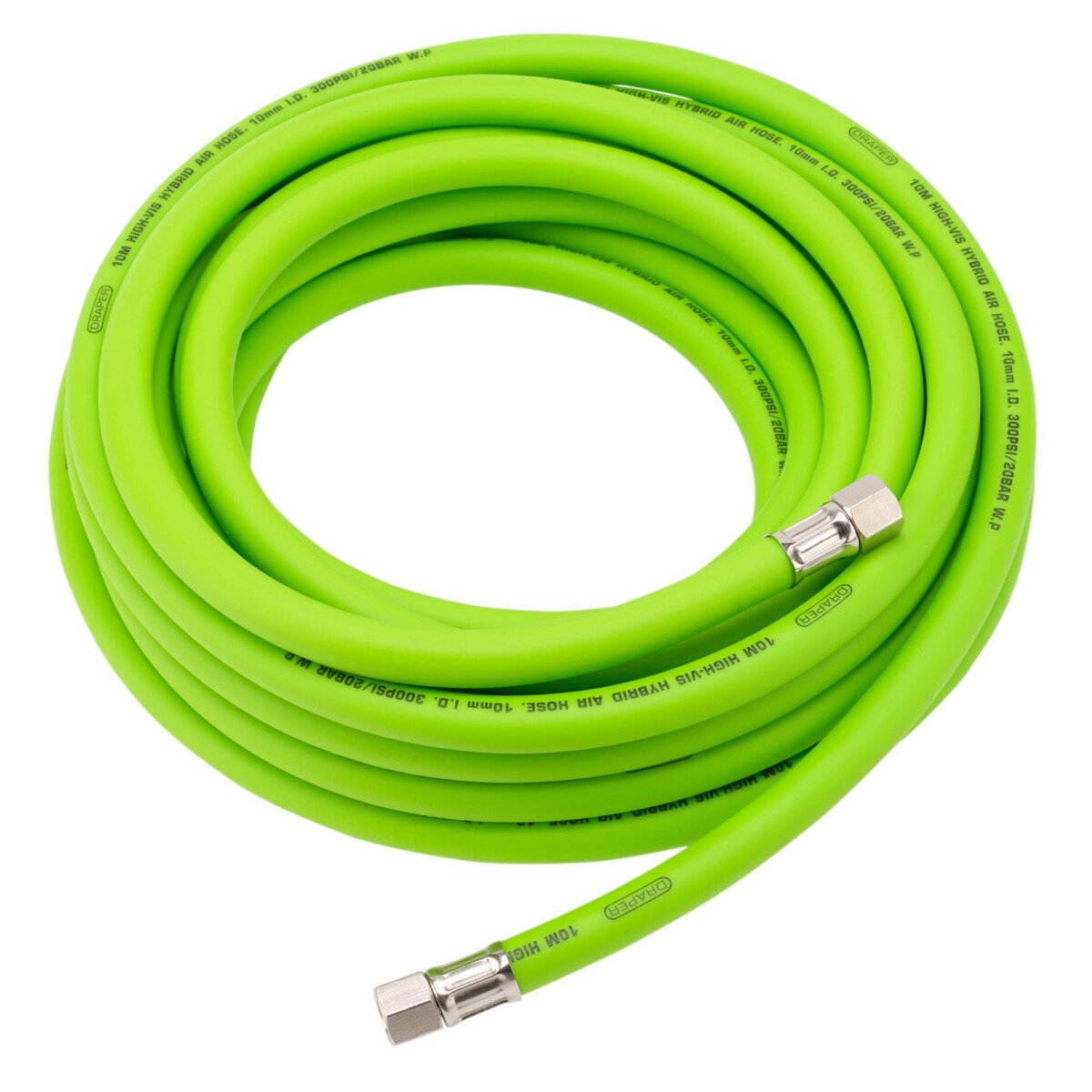 Draper 31729 HHVAH10M3/8 High Visibility Hybrid Air Hose, 10m X 10mm, 1/4" Bsp, Green