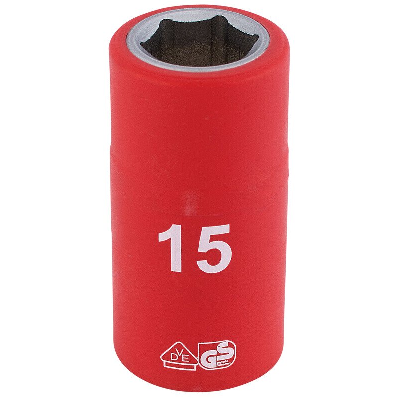 Draper 31835 H6VDE-MM/B 1/2" Sq. Dr. Fully Insulated VDE Socket (15mm)