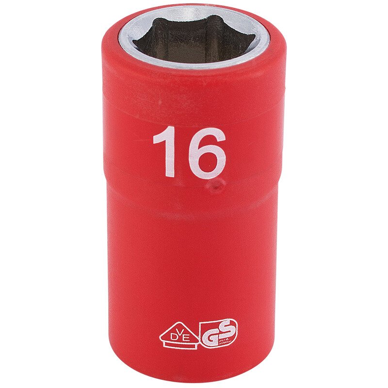 Draper 31843 H6VDE-MM/B 1/2" Sq. Dr. Fully Insulated VDE Socket (16mm)