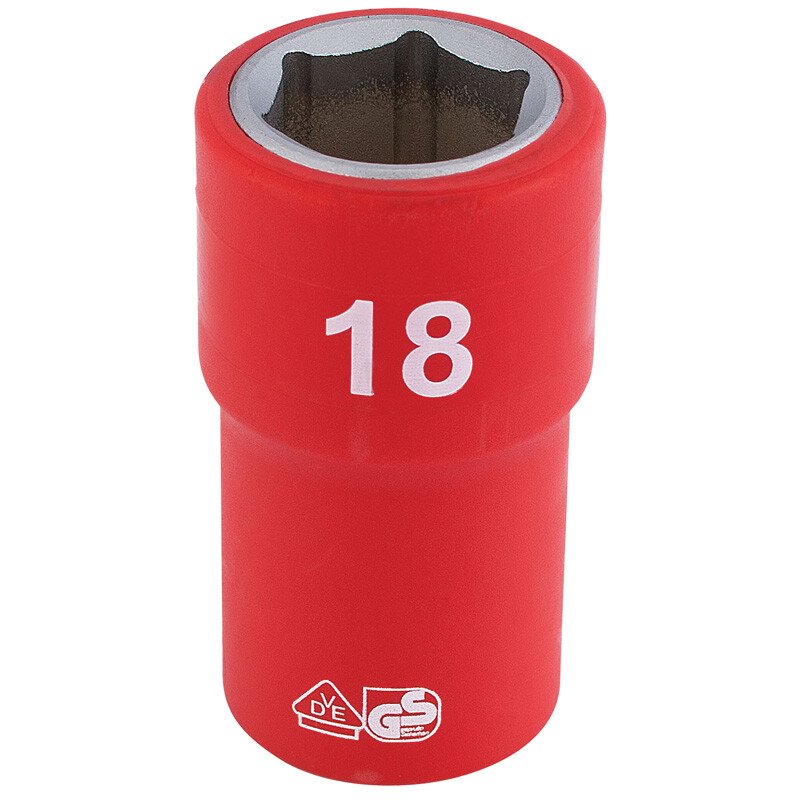 Draper 31869 H6VDE-MM/B 1/2" Sq. Dr. Fully Insulated VDE Socket (18mm)
