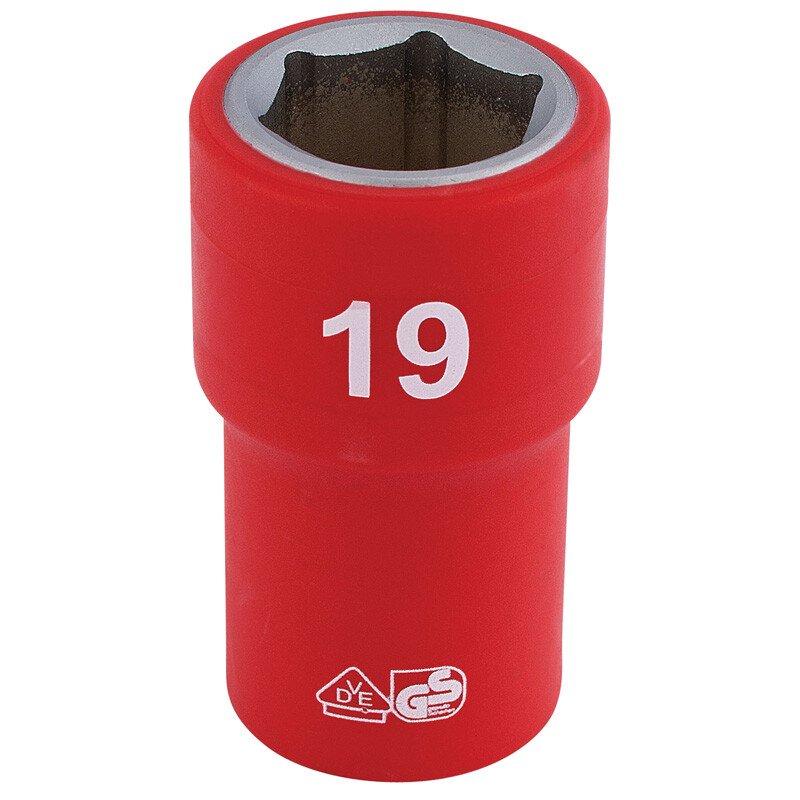 Draper 31880 H6VDE-MM/B 1/2" Sq. Dr. Fully Insulated VDE Socket (19mm)