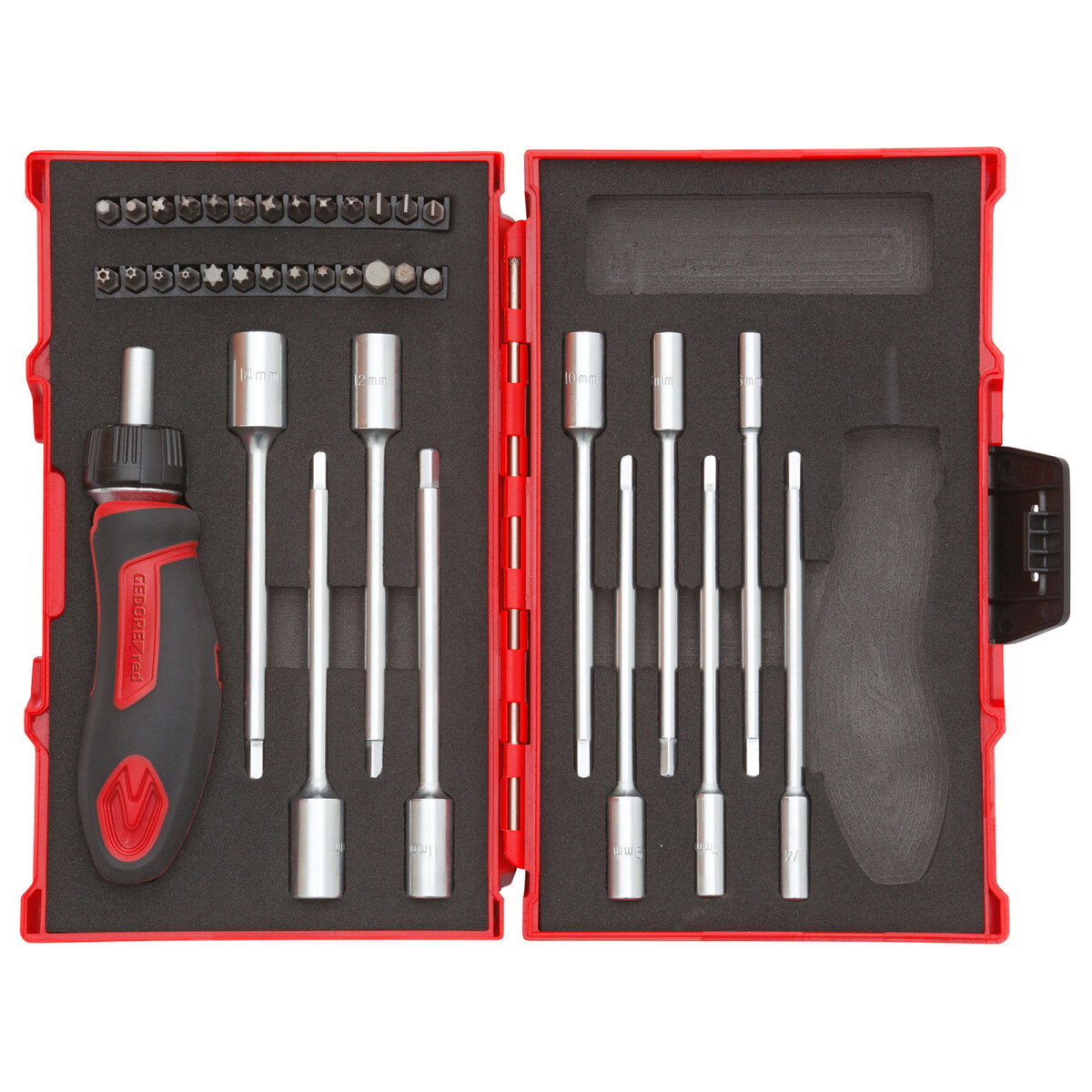 Gedore RED 3300025 1/4" Drive Tool Set T-Handle with Ratchet 37 Piece