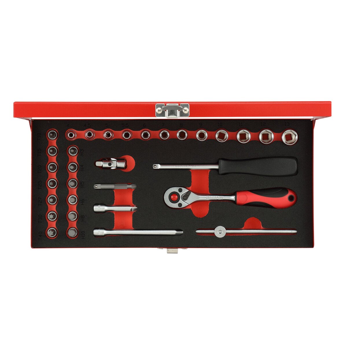 Gedore RED 3300001 1/4in Drive Socket Set - Inc. Hex and Torx TX Socket Bits 33 Piece