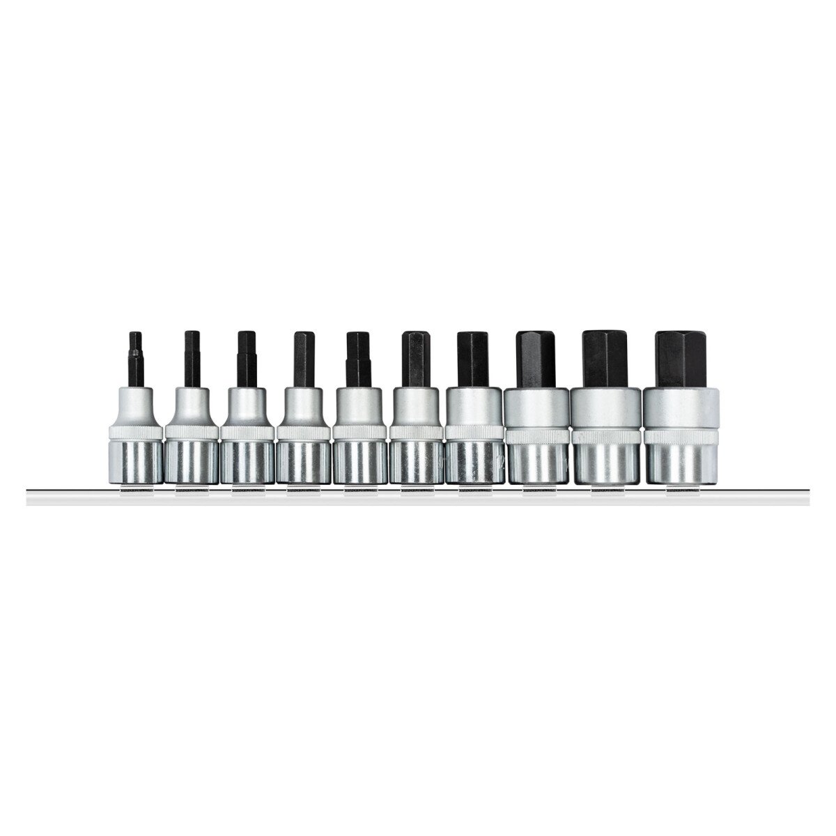 Gedore RED 3300027 1/2in Drive Hex Bit Sockets + Rail 10 Piece