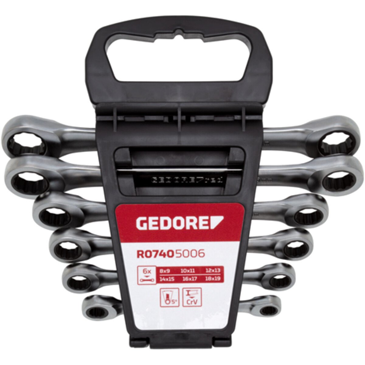 Gedore RED 3300898 Double Ring Ended Ratchet Spanner Set 8-19mm 6 Piece