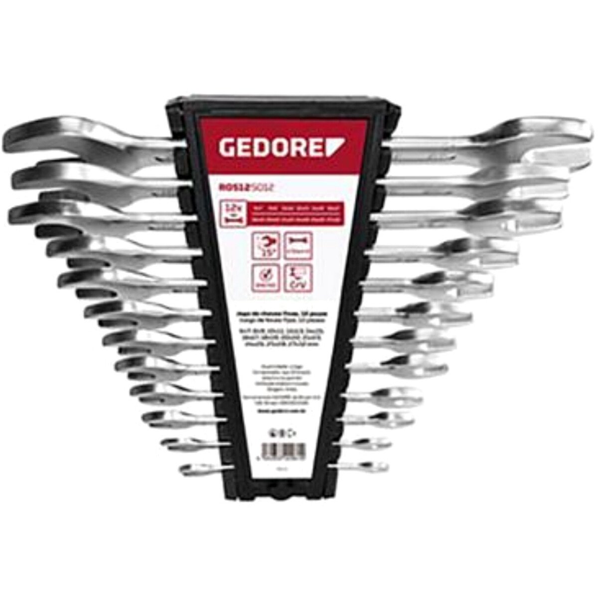 Gedore RED 3300961 Double Open Ended Short Spanner Set 6-32mm 12 Piece