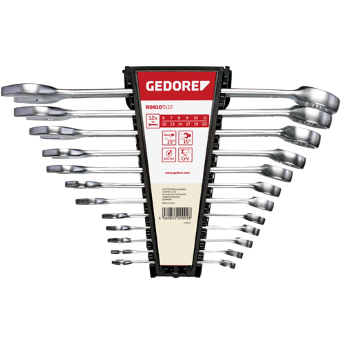 Gedore RED 3300992 Combination Spanner Set 6-22mm 12 Piece