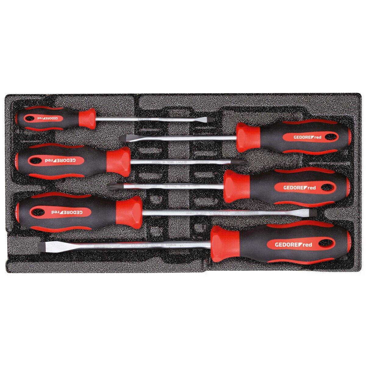 Gedore RED 3301712 Screwdriver Set PH and Slotted in Module 6 Piece