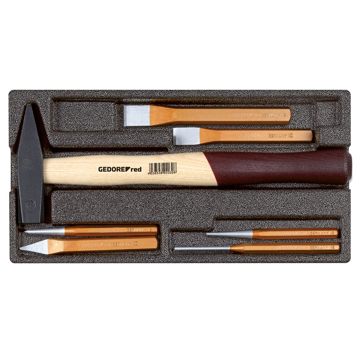 Gedore RED 3301718 Hammer/Chisel Set in Module 7 Piece