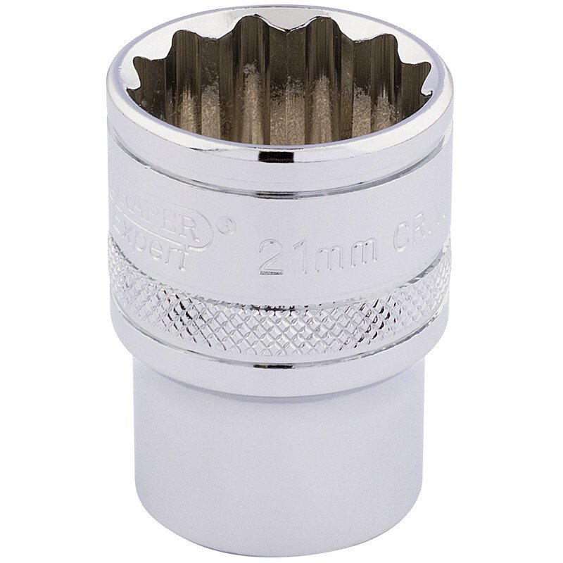 Draper 33290 H-MM/B 1/2" Square Drive Hi Torq® 12 Point Socket (21mm)