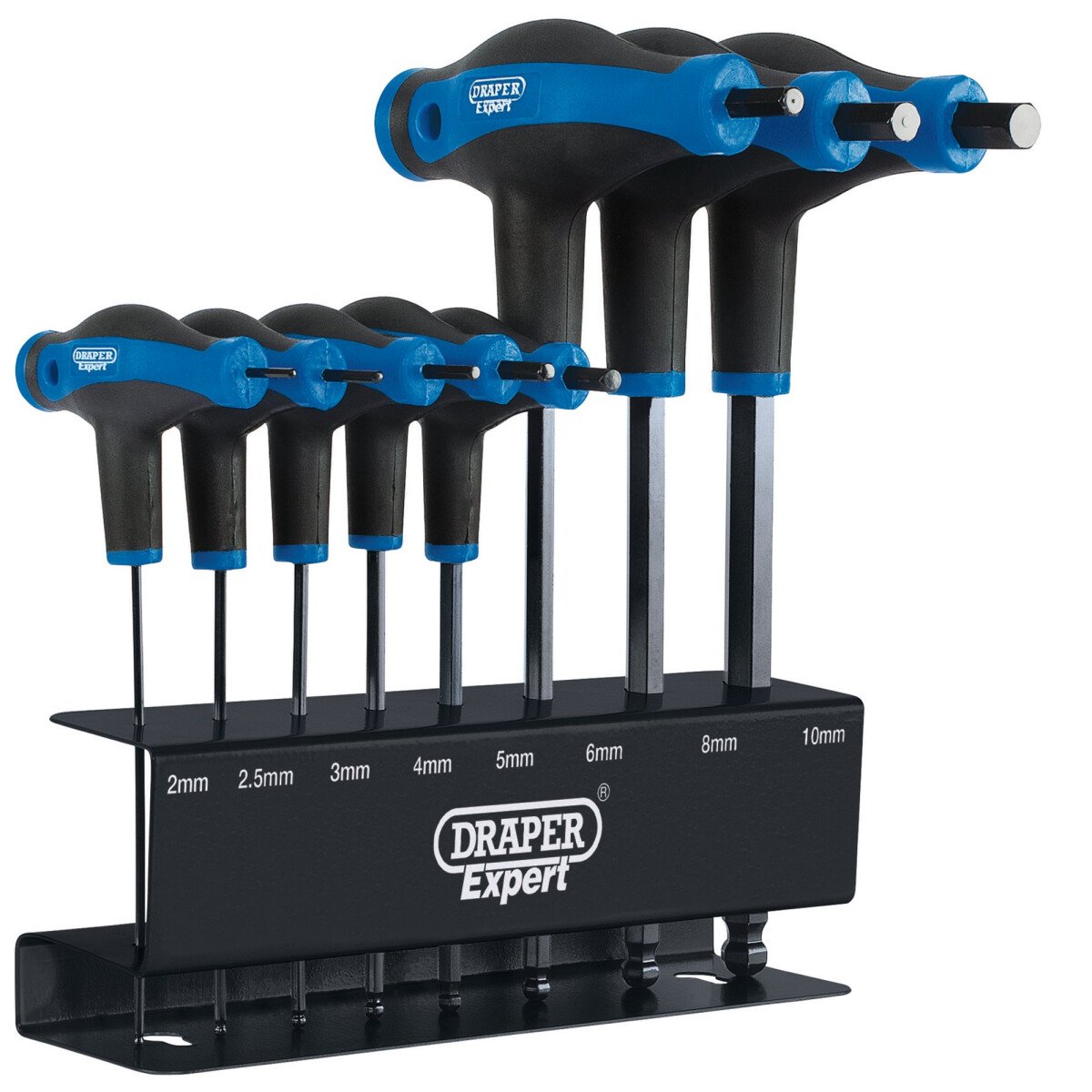 Draper 33873 THEX/SG/8/B Expert 8 Piece Soft Grip 'T' Handle Hexagon and Ball End Key Set
