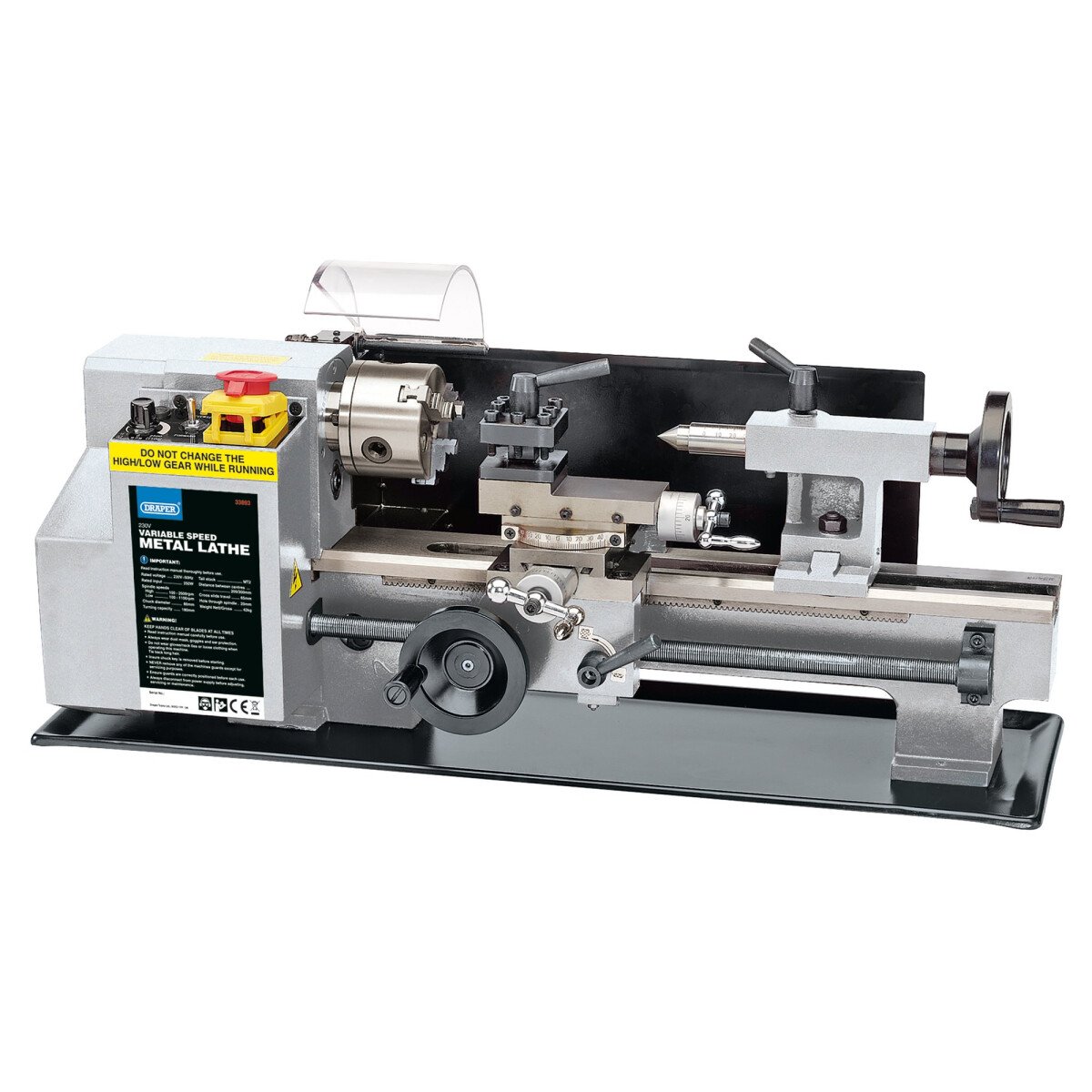 Draper 33893 LATHE-300 250W 230V Variable Speed Metalworking Lathe