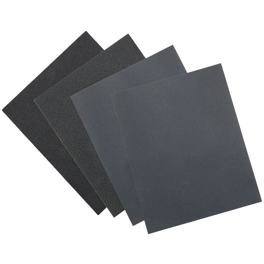 Clarke 6502411 Silicon Carbide Sheet 280 x 230mm 4 Pack - Assorted Grit