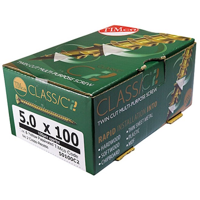 3.5mm x 50mm C2 Screw PZ2 CSK - ZYP (Box of 200) 35050C2 Timco