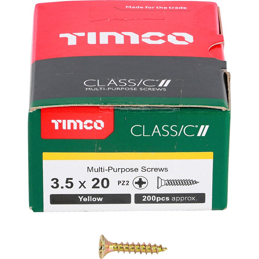 3.5mm x 20mm Classic Screw PZ2 CSK - ZYP (Box of 200) 35020CLAF Timco