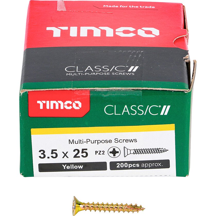 3.5mm x 25mm Classic Screw PZ2 CSK - ZYP (Box of 200) 35025CLAF Timco