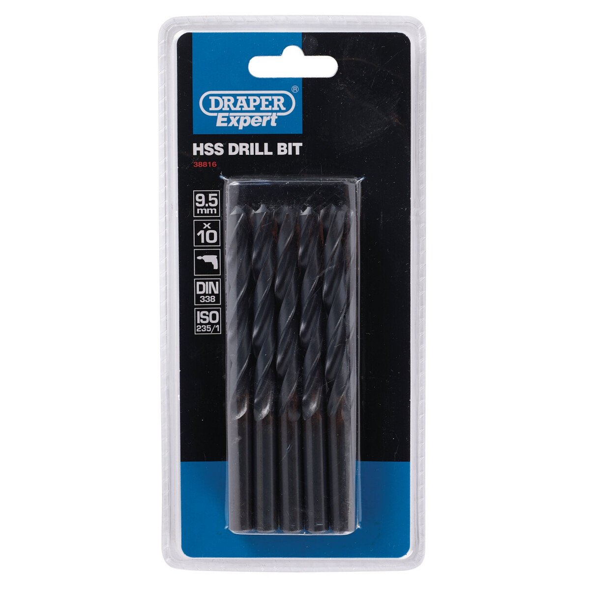 Draper 38816 H29MC Expert 9.5mm HSS Drills Card of 10