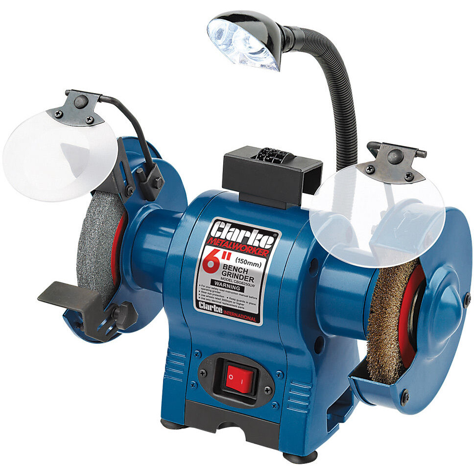 Clarke 6500526 CBG6250LW 150mm Bench Grinder with Lamp & Wire Wheel