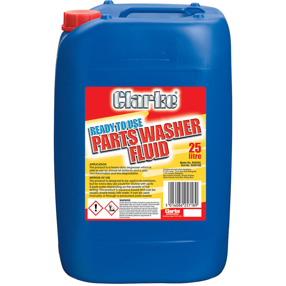 Clarke 3050168 PWF25L 25 Litre Parts Washer Fluid Ready to use from