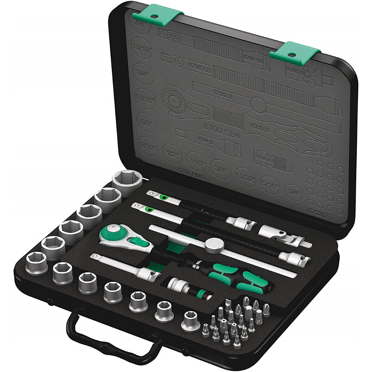 Wera 8100 SB 4 Zyklop Socket Set Imperial 38 Piece 3/8